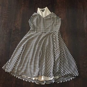 Navy and white striped dress